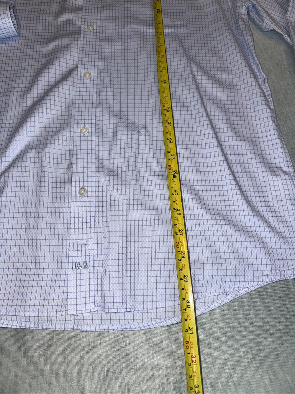 Johnston & Murphy Blue Checked Men's Dress Shirt - Picture 5 of 10